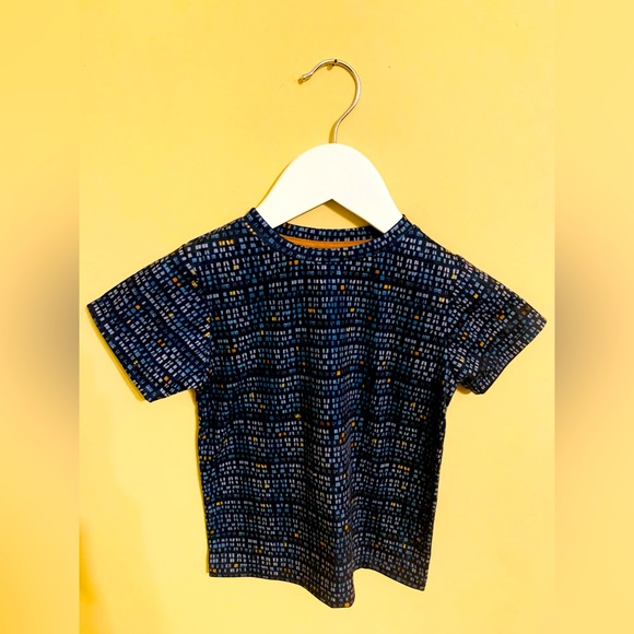 Brand New Toddler Boys Navy All Over Graphic Print Cotton Short Sleeve T-Shirt - Picture 1 of 3